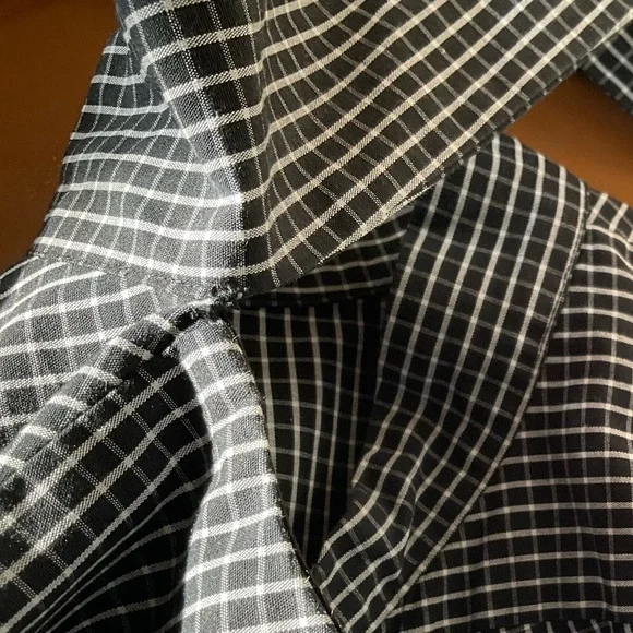 Fame and Partners Sebastian Top 40s Style Button Back Peplum Grid Windowpane - Picture 13 of 13